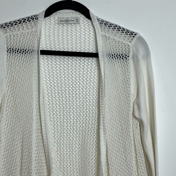 Abercrombie & Fitch Crochet Open Knit Cardigan XS White Boho Light Beach Sweater - Picture 1 of 5